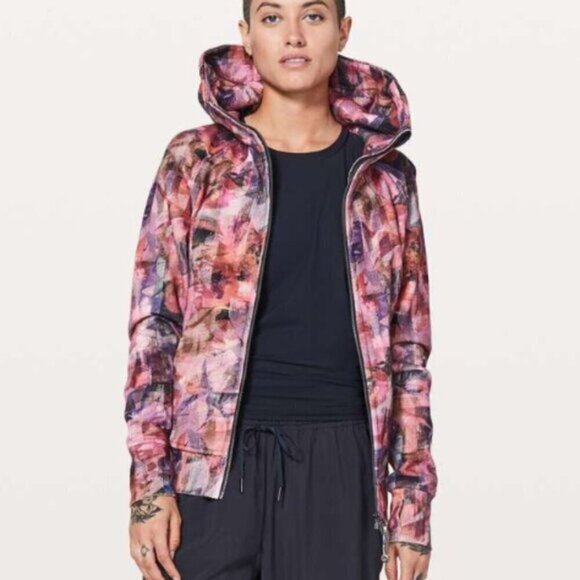 lululemon athletica Jackets & Blazers - Lululemon Scuba Hoodie *Light Cotton Fleece Sun Dazed Multi Pink/Super Dark - 4
